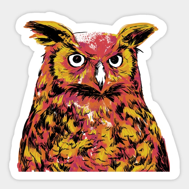 Sketchy Fire Owl Sticker by polliadesign